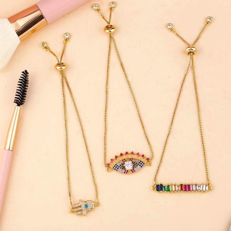 European and American popular rainbow jewelry adjustable diamond bracelet Fatima Hand ladies bracelet brb66