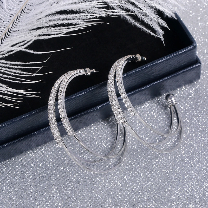 Hot selling new fashion personality trend multi-layer earrings C-shaped earrings temperament versatile earrings