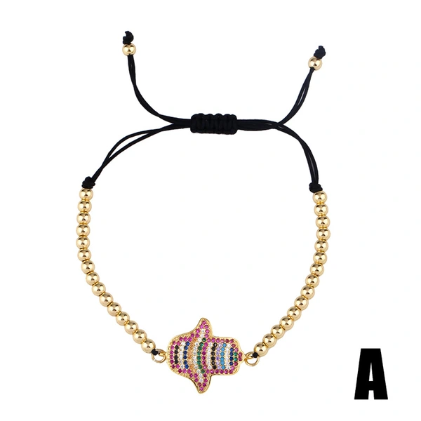 European and American popular rainbow jewelry adjustable diamond bracelet Fatima Hand ladies bracelet brb66