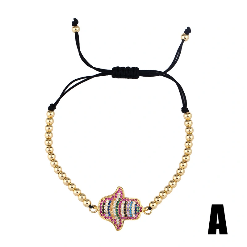 European and American popular rainbow jewelry adjustable diamond bracelet Fatima Hand ladies bracelet brb66