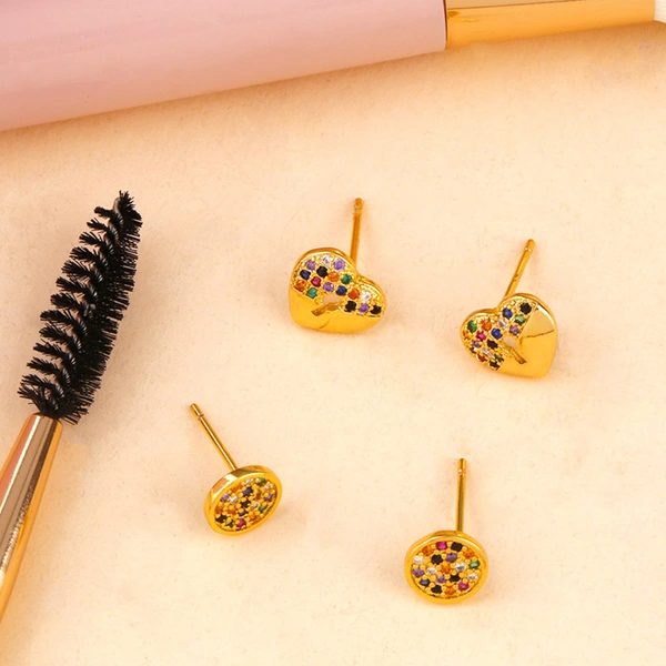 Clearance European and American love earrings geometric zircon earrings for err21 small trendy women's heart-shaped ears