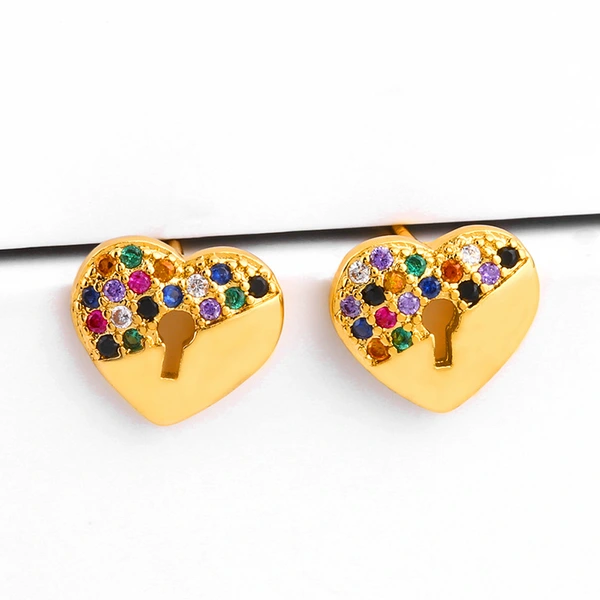 Clearance European and American love earrings geometric zircon earrings for err21 small trendy women's heart-shaped ears