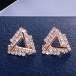 Hot selling earrings with copper and crystal, elegant and versatile triangular earrings, popular female jewelry