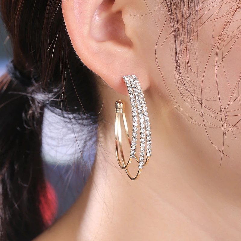 Hot selling new fashion personality trend multi-layer earrings C-shaped earrings temperament versatile earrings