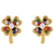 Original European and American Internet celebrity same style jewelry micro-inlaid colored zirconium earrings exquisite small heart geometric earrings wholesale