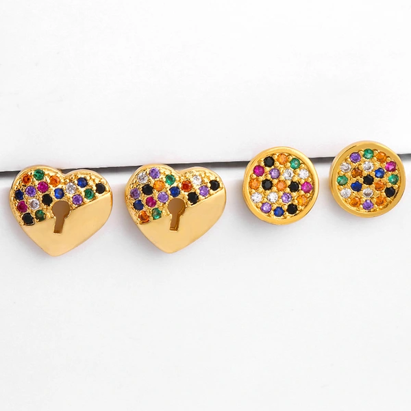 Clearance European and American love earrings geometric zircon earrings for err21 small trendy women's heart-shaped ears