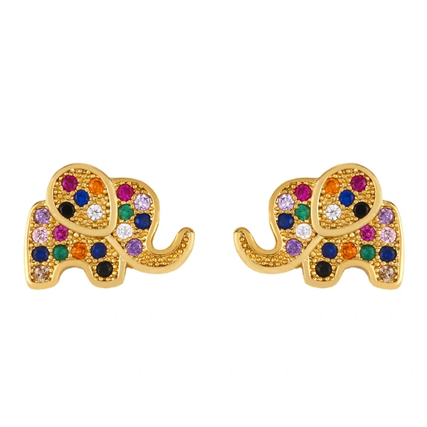 Original European and American Internet celebrity same style jewelry micro-inlaid colored zirconium earrings exquisite small heart geometric earrings wholesale