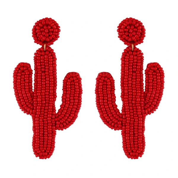 Clearance sale hot selling rice bead earrings personality Bohemian cactus sewn rice bead earrings err16