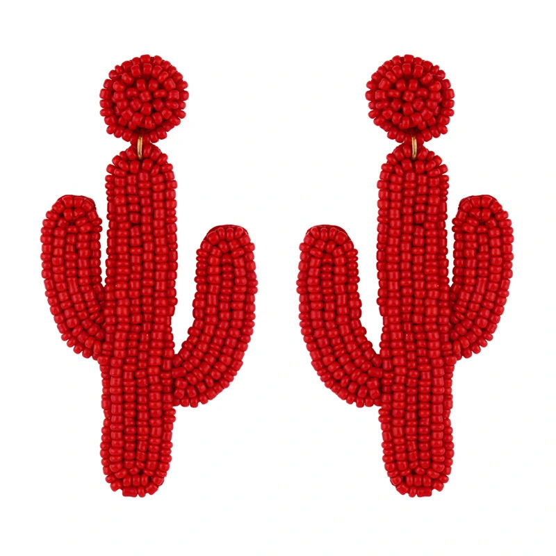 Clearance sale hot selling rice bead earrings personality Bohemian cactus sewn rice bead earrings err16