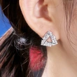 Hot selling earrings with copper and crystal, elegant and versatile triangular earrings, popular female jewelry