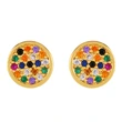 Original European and American Internet celebrity same style jewelry micro-inlaid colored zirconium earrings exquisite small heart geometric earrings wholesale