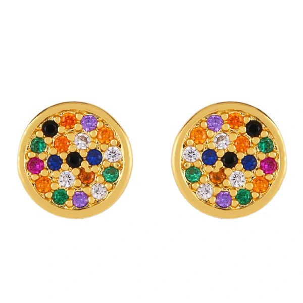 Original European and American Internet celebrity same style jewelry micro-inlaid colored zirconium earrings exquisite small heart geometric earrings wholesale