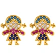 Original European and American Internet celebrity same style jewelry micro-inlaid colored zirconium earrings exquisite small heart geometric earrings wholesale