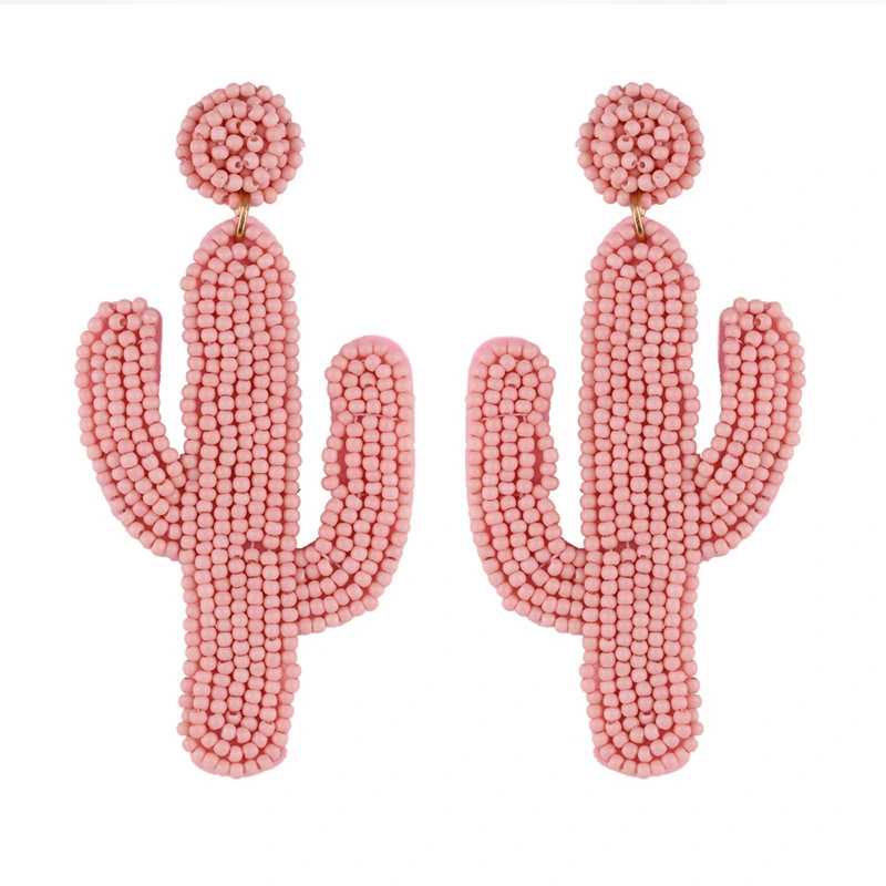 Clearance sale hot selling rice bead earrings personality Bohemian cactus sewn rice bead earrings err16