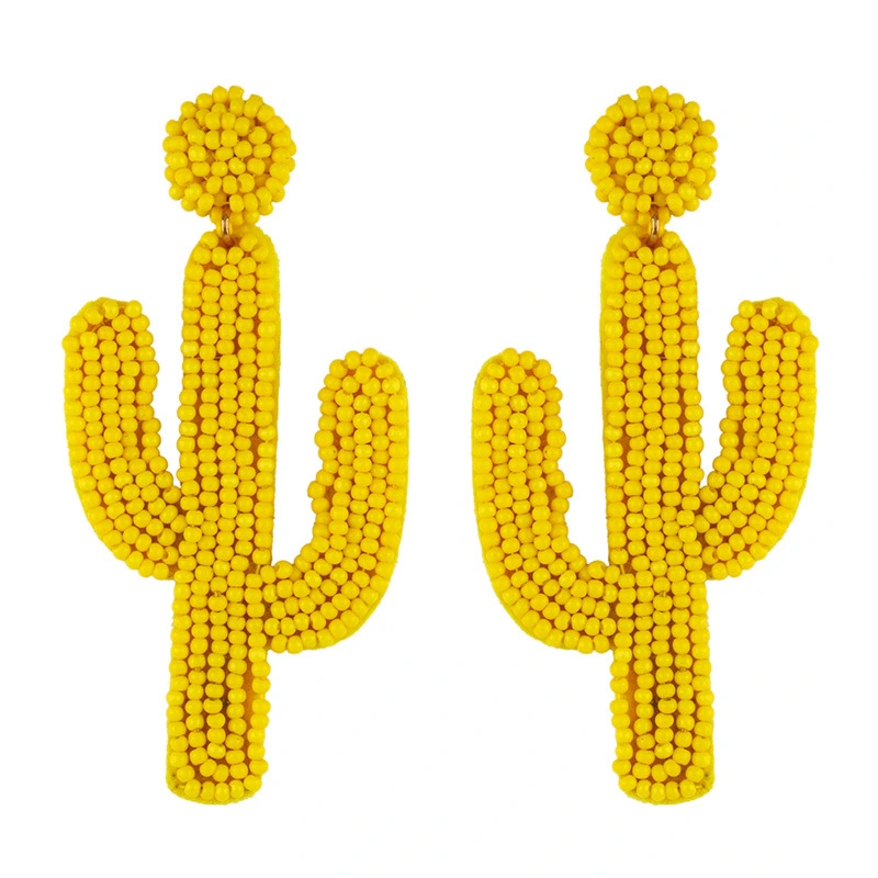 Clearance sale hot selling rice bead earrings personality Bohemian cactus sewn rice bead earrings err16
