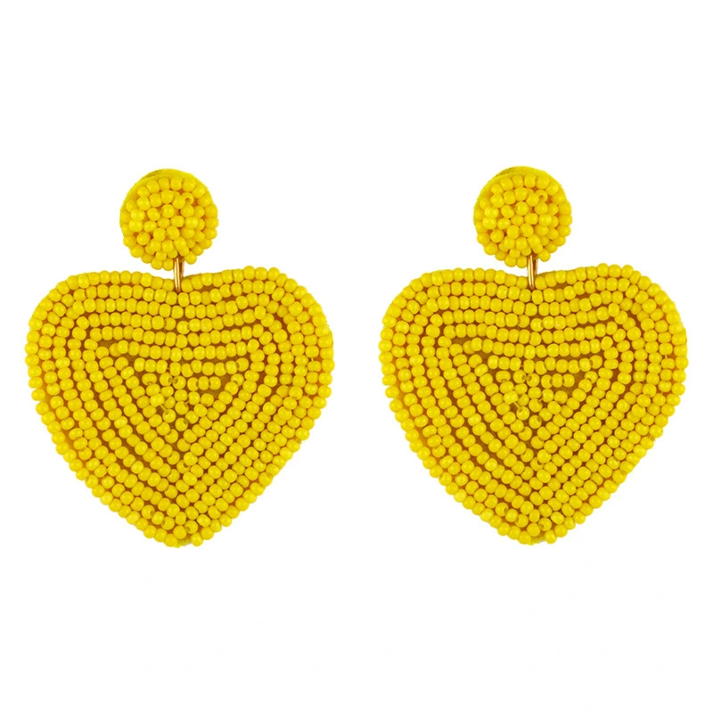 European and American personality rice bead earrings heart earrings simple hand-woven earrings creative versatile earrings err32