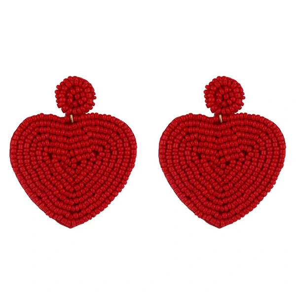 European and American personality rice bead earrings heart earrings simple hand-woven earrings creative versatile earrings err32