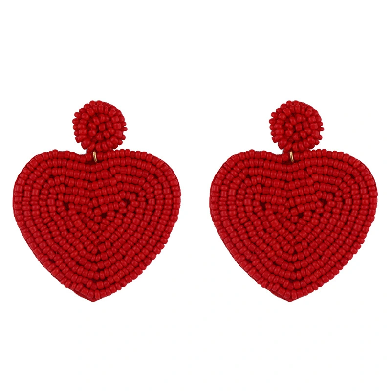 European and American personality rice bead earrings heart earrings simple hand-woven earrings creative versatile earrings err32