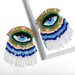Clearance Bohemian long tassel earrings hand-woven rice bead earrings devil eye earrings erq90
