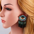 Clearance Bohemian long tassel earrings hand-woven rice bead earrings devil eye earrings erq90