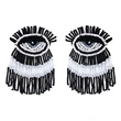 Clearance Bohemian long tassel earrings hand-woven rice bead earrings devil eye earrings erq90