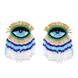 Clearance Bohemian long tassel earrings hand-woven rice bead earrings devil eye earrings erq90
