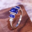 European and American new style ring classic design blue crystal ring elegant women's jewelry wholesale