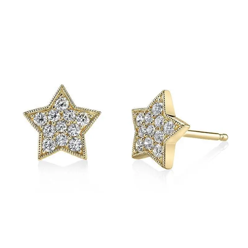   Hot selling new simple internet celebrity girl temperament five-pointed star full diamond earrings trendy jewelry