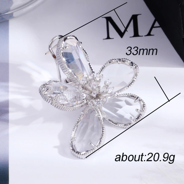 European and American hot selling luxury fashion large flower women's earrings high-end atmospheric earrings silver needle real gold color-preserving earrings