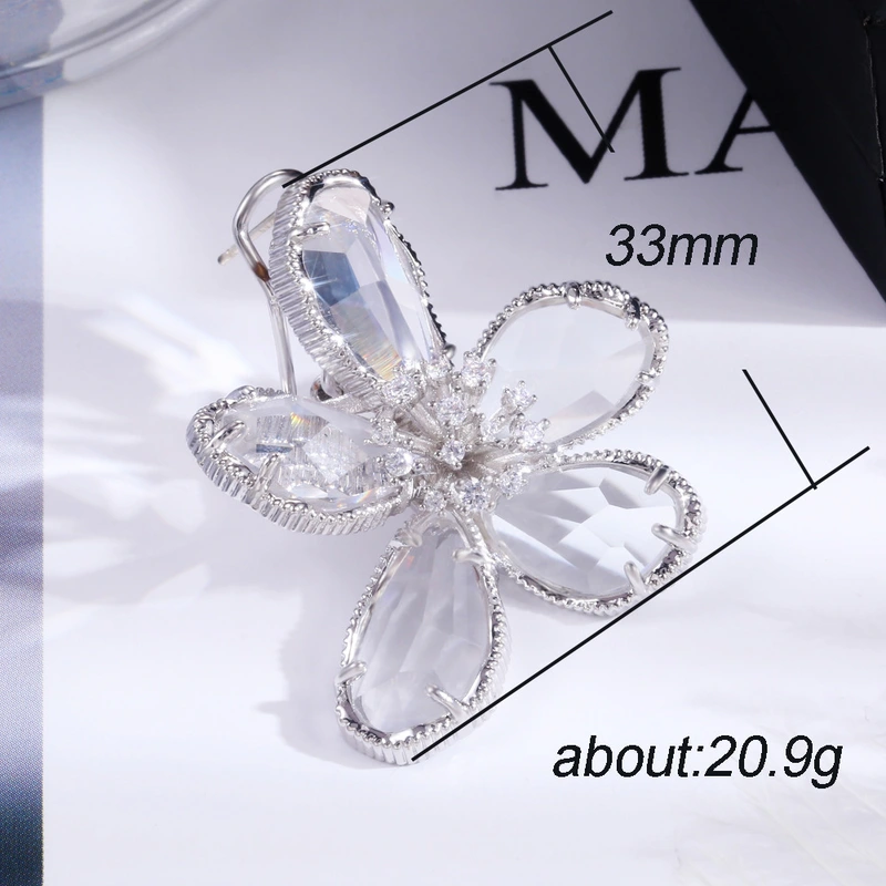 European and American hot selling luxury fashion large flower women's earrings high-end atmospheric earrings silver needle real gold color-preserving earrings