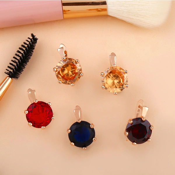 Zircon earrings European and American exaggerated Internet celebrity earrings inlaid with diamonds, rhinestones, rose gold geometric round earrings err43