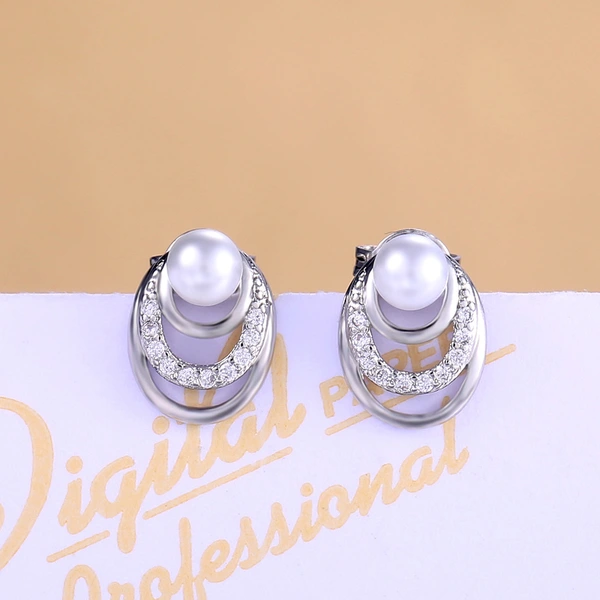  Korean hot selling new style versatile fashion elegant personality temperament pearl earrings for women inlaid with zircon jewelry