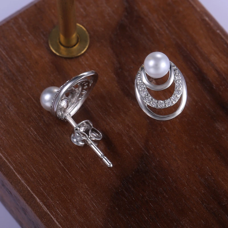  Korean hot selling new style versatile fashion elegant personality temperament pearl earrings for women inlaid with zircon jewelry