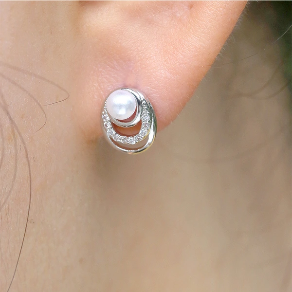  Korean hot selling new style versatile fashion elegant personality temperament pearl earrings for women inlaid with zircon jewelry