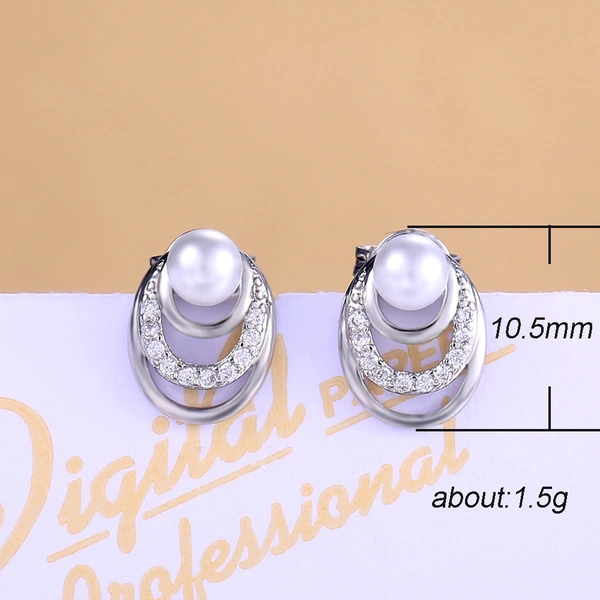  Korean hot selling new style versatile fashion elegant personality temperament pearl earrings for women inlaid with zircon jewelry