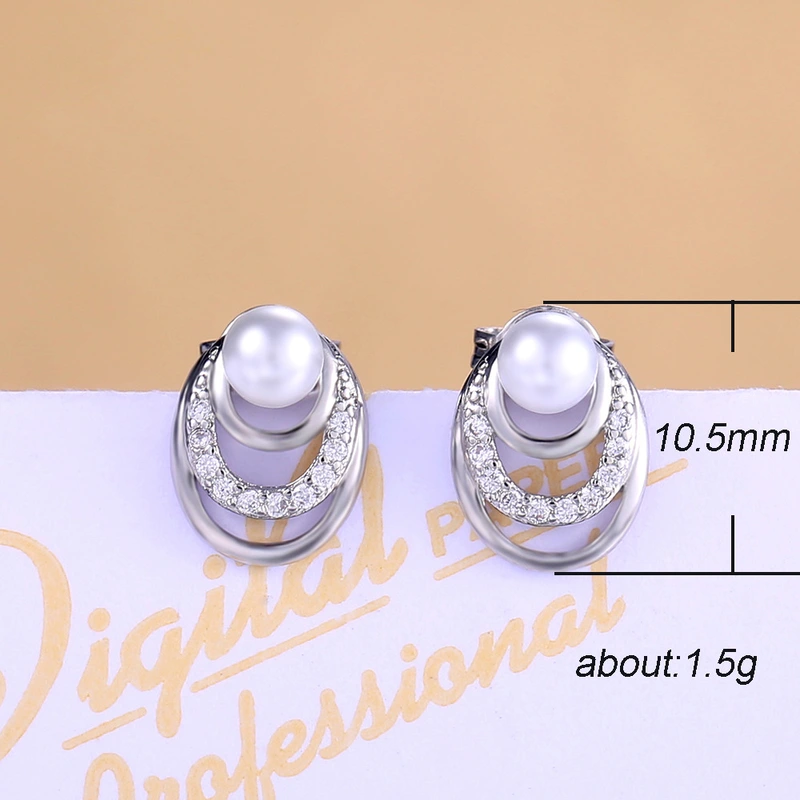  Korean hot selling new style versatile fashion elegant personality temperament pearl earrings for women inlaid with zircon jewelry
