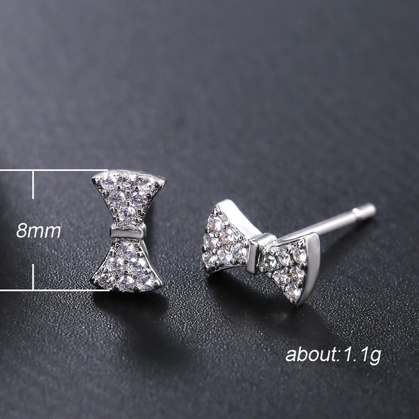 Hot selling hot item in Dongdaemun, Korea, sweet and cute bow-knot zircon earrings, fashionable and versatile earrings for girls