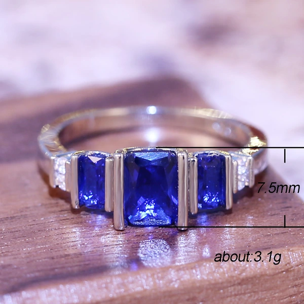 European and American new style ring classic design blue crystal ring elegant women's jewelry wholesale