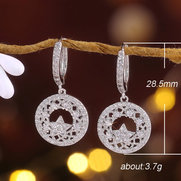  Korean jewelry hot selling new Korean style fashion hollow carved zirconium diamond earrings earrings source factory