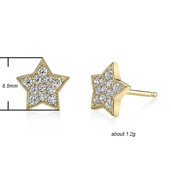   Hot selling new simple internet celebrity girl temperament five-pointed star full diamond earrings trendy jewelry
