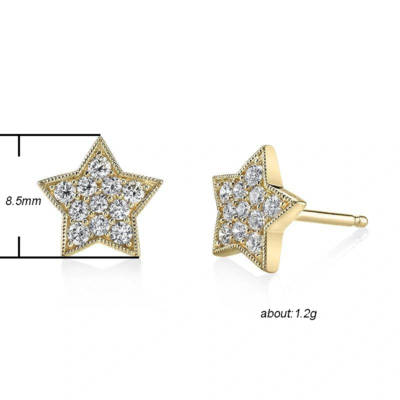  Hot selling new simple internet celebrity girl temperament five-pointed star full diamond earrings trendy jewelry