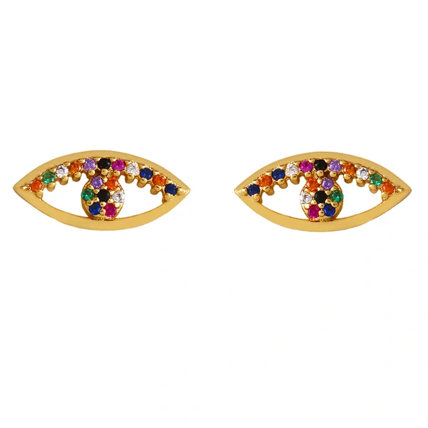 Original European and American Internet celebrity same style jewelry micro-inlaid colored zirconium earrings exquisite small heart geometric earrings wholesale