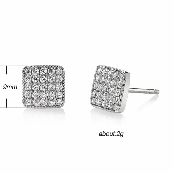 Independent station hot selling new fashion simple Korean style micro-inlaid zircon square copper earrings women's trendy jewelry