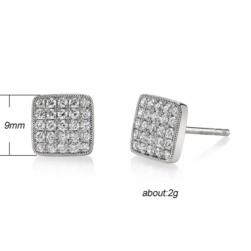 Independent station hot selling new fashion simple Korean style micro-inlaid zircon square copper earrings women's trendy jewelry