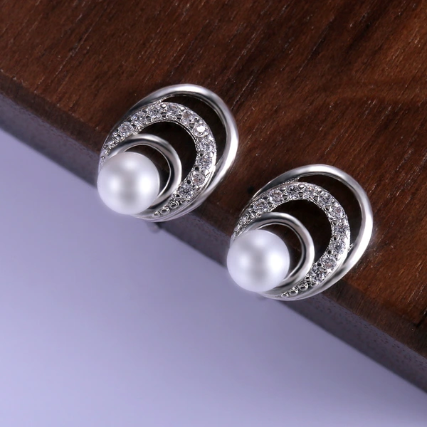  Korean hot selling new style versatile fashion elegant personality temperament pearl earrings for women inlaid with zircon jewelry