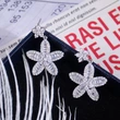   Hot selling new Korean sweet temperament girls full zircon flower earrings earrings high-end jewelry