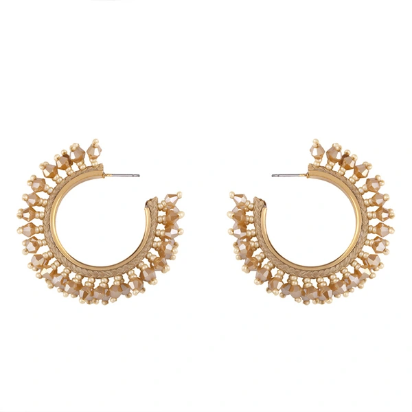 European and American celebrity C-shaped earrings European and American exaggerated alloy earrings Internet celebrity geometric earrings rice bead earrings err46