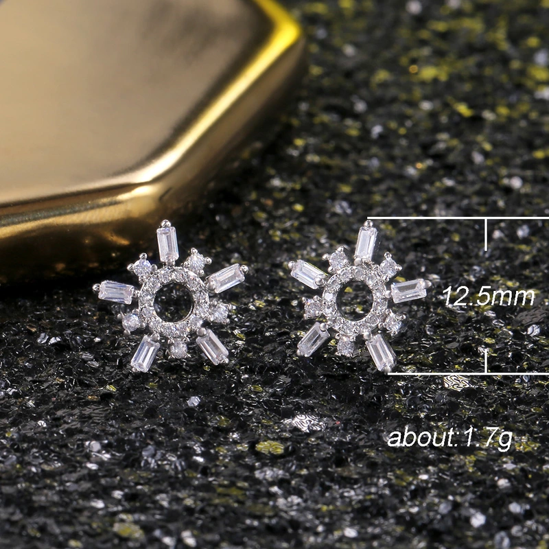   Hot selling new European and American simple and versatile diamond crystal flower earrings trendy girls earrings