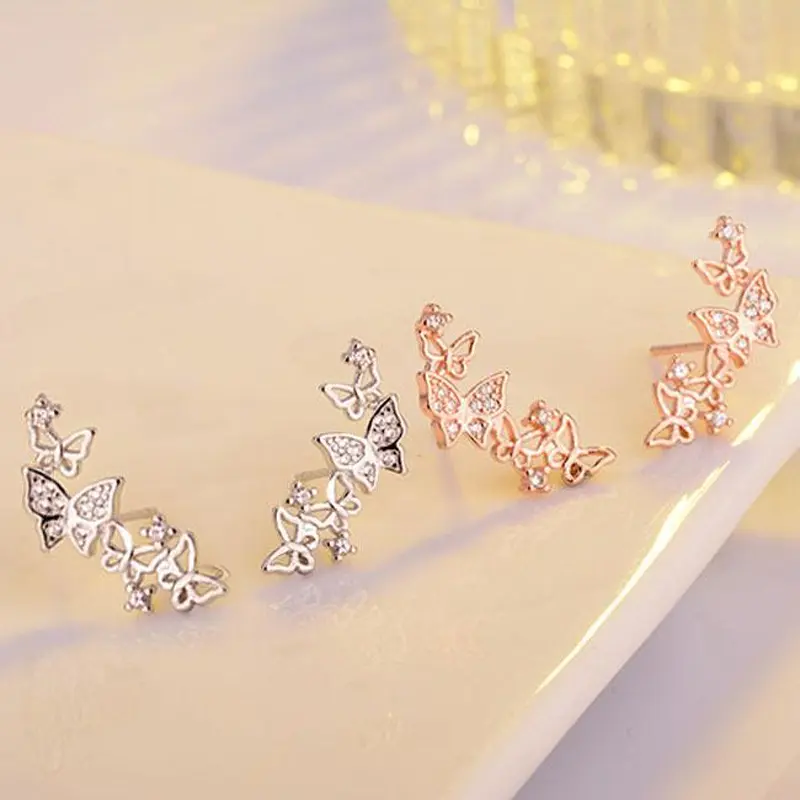   Hot selling small fresh campus style butterfly earrings with the same fashion trend earrings