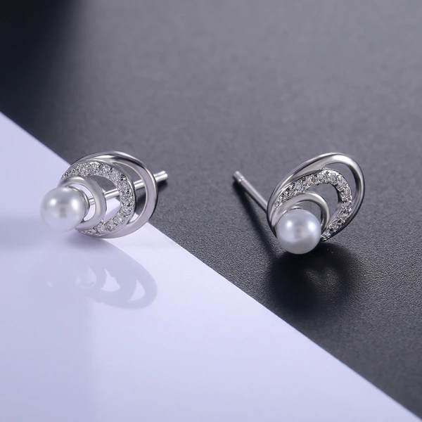  Korean hot selling new style versatile fashion elegant personality temperament pearl earrings for women inlaid with zircon jewelry